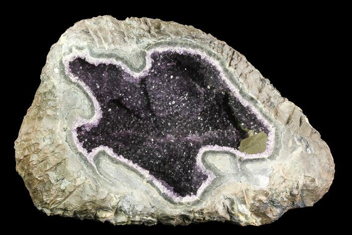 Purple Amethyst Geode With Calcite Crystal - Uruguay #83741